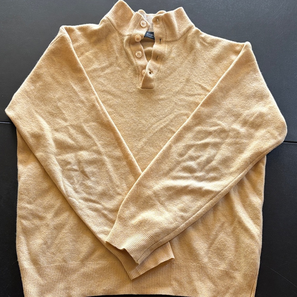 Men's Cream Button-Neck Sweater
